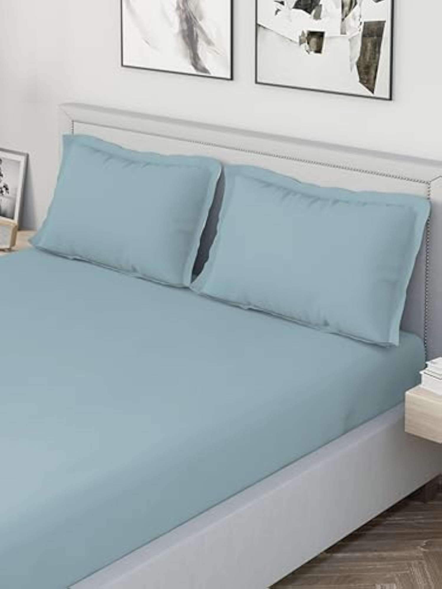 Pack of 1 Cotton Solid King Bedsheet with 2 Pillow Covers